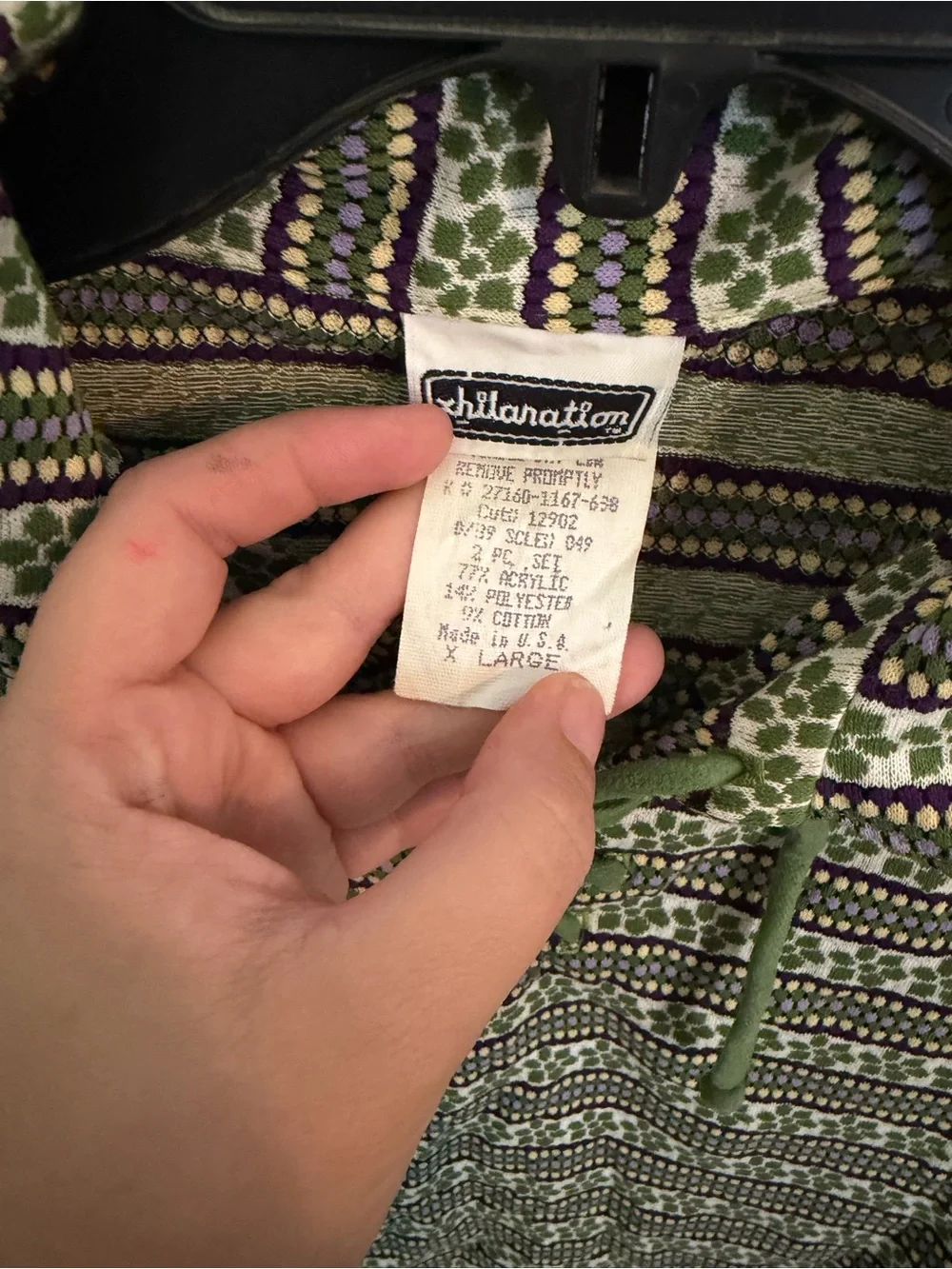 Vintage Lace-Up Collared Short Sleeve Top in Green Stripe - Picture 3 of 4